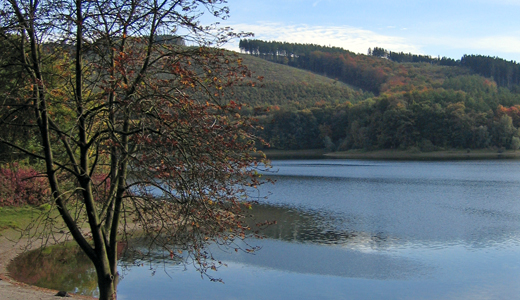 Blick von der Staumauer des Hennesees